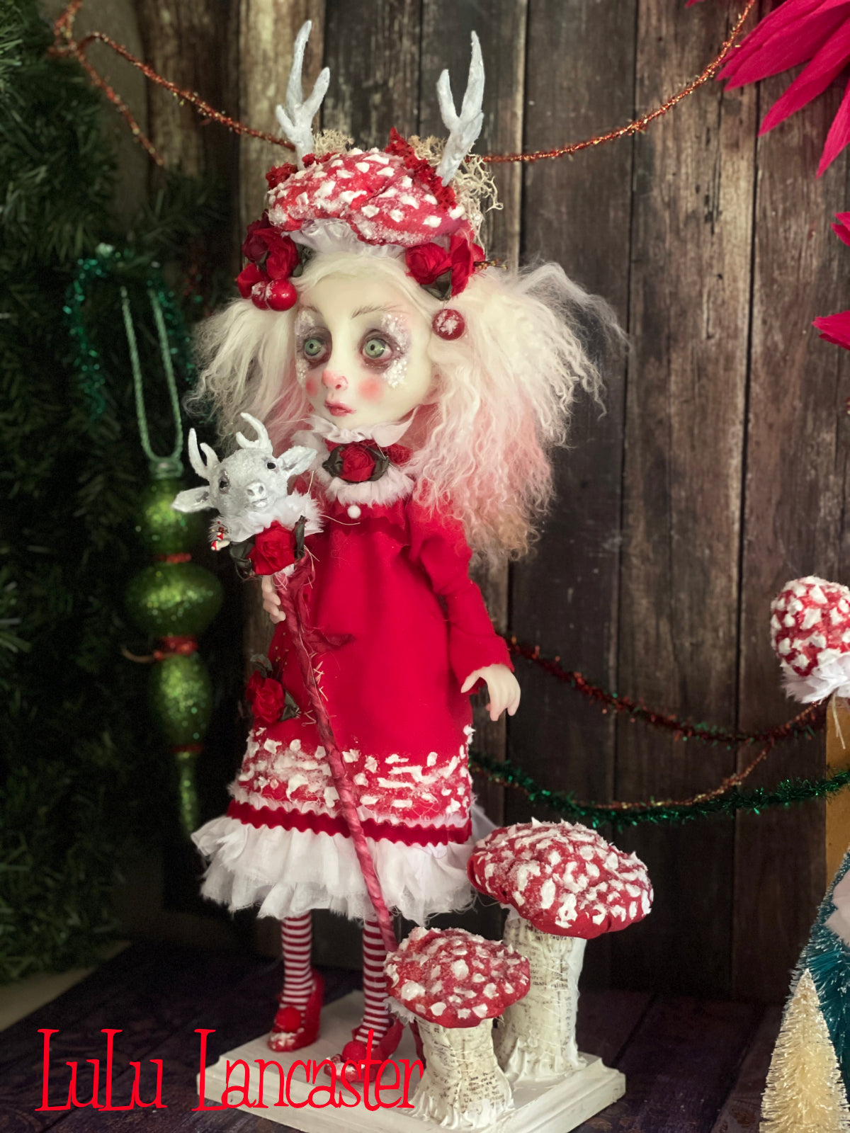 Eira the amanita Deer Christmas winter Original LuLu Lancaster Art Doll