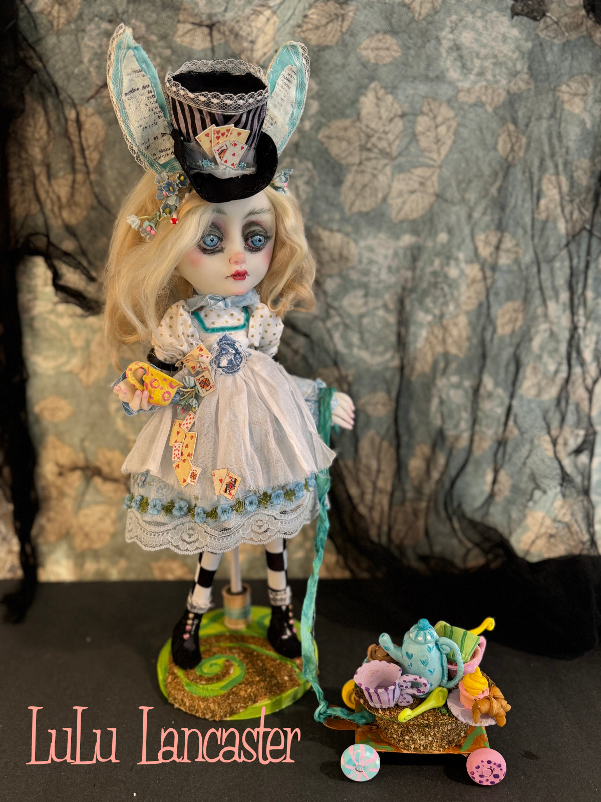 Alice White Rabbit tea party Mashup Wonderland ~ original Lulu Lancaster Art Doll