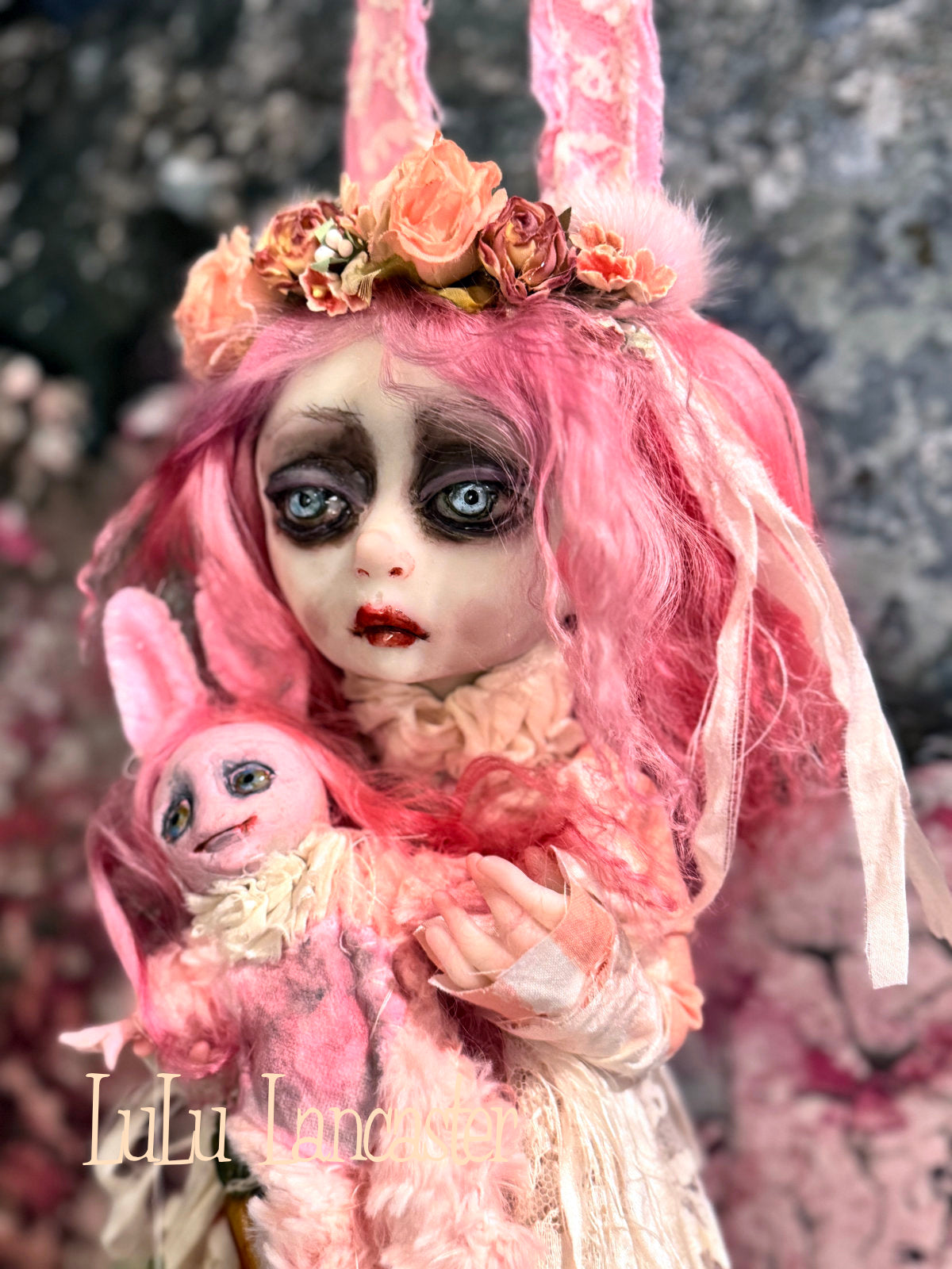 Amalie ThistleLace Sad Rabbit~ Original Lulu Lancaster Art Doll