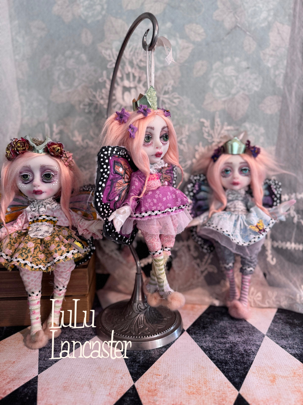 Peaches Flutter Mini Hanging Butterfly Original LuLu Lancaster Art Doll