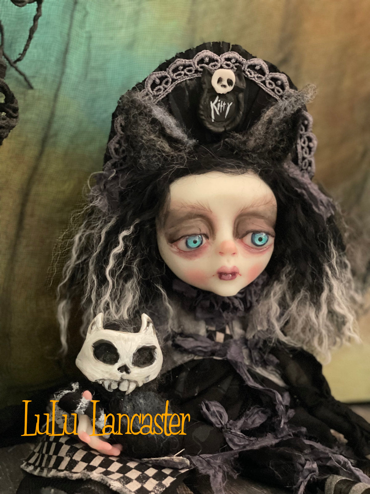 KittyKat dark Goth Sitter Original LuLu Lancaster Art Doll