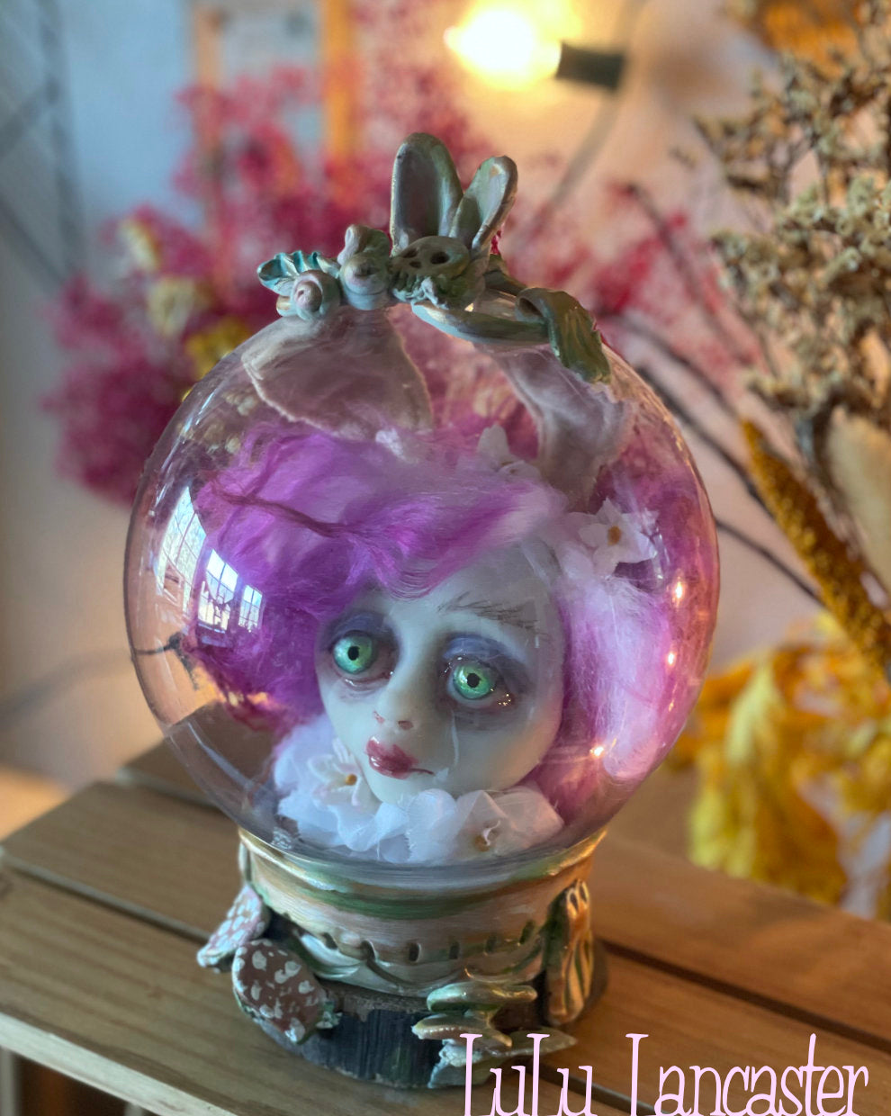 Rabbit Globe Bunny Woodland fairy Original LuLu Lancaster Art Doll