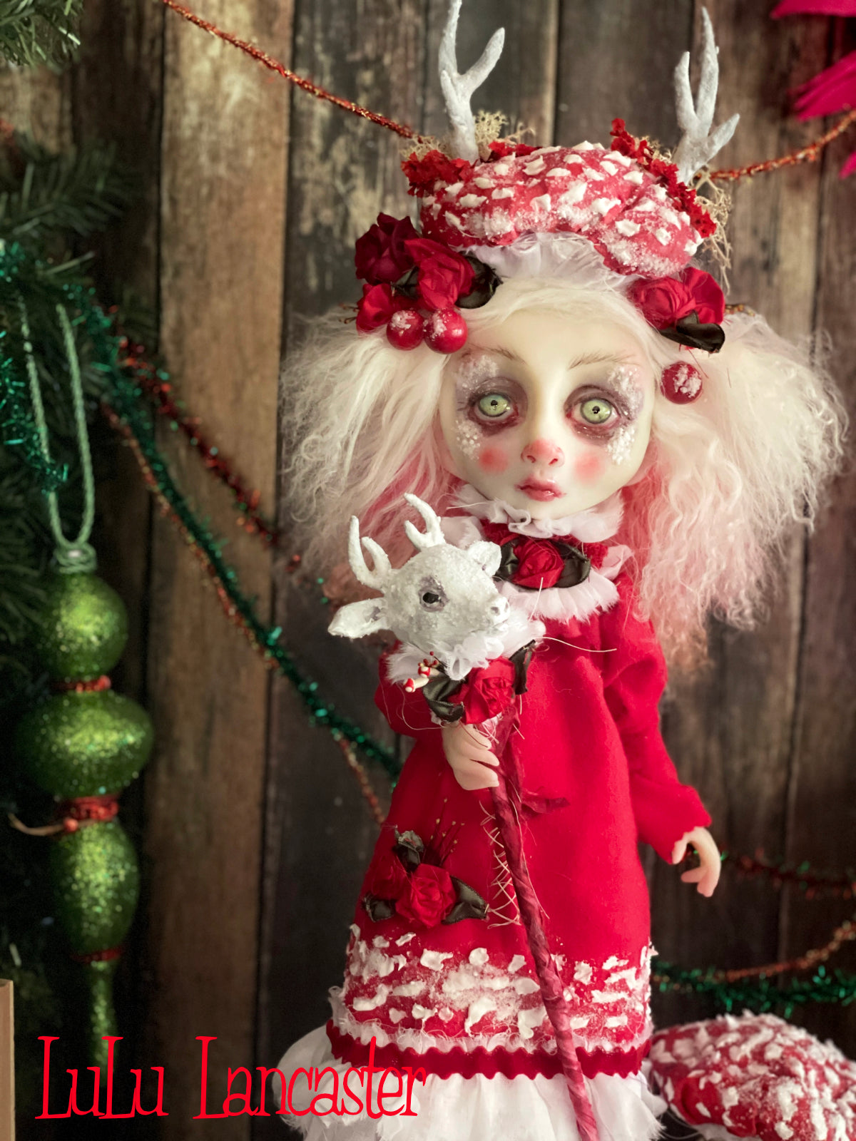 Eira the amanita Deer Christmas winter Original LuLu Lancaster Art Doll