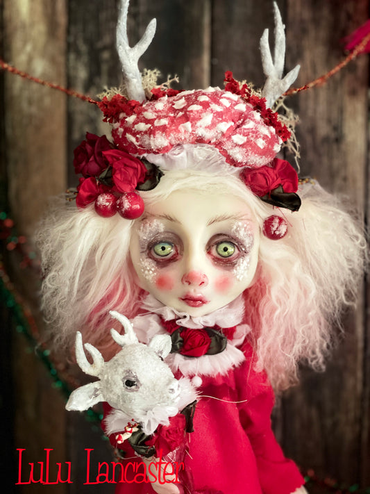 Eira the amanita Deer Christmas winter Original LuLu Lancaster Art Doll