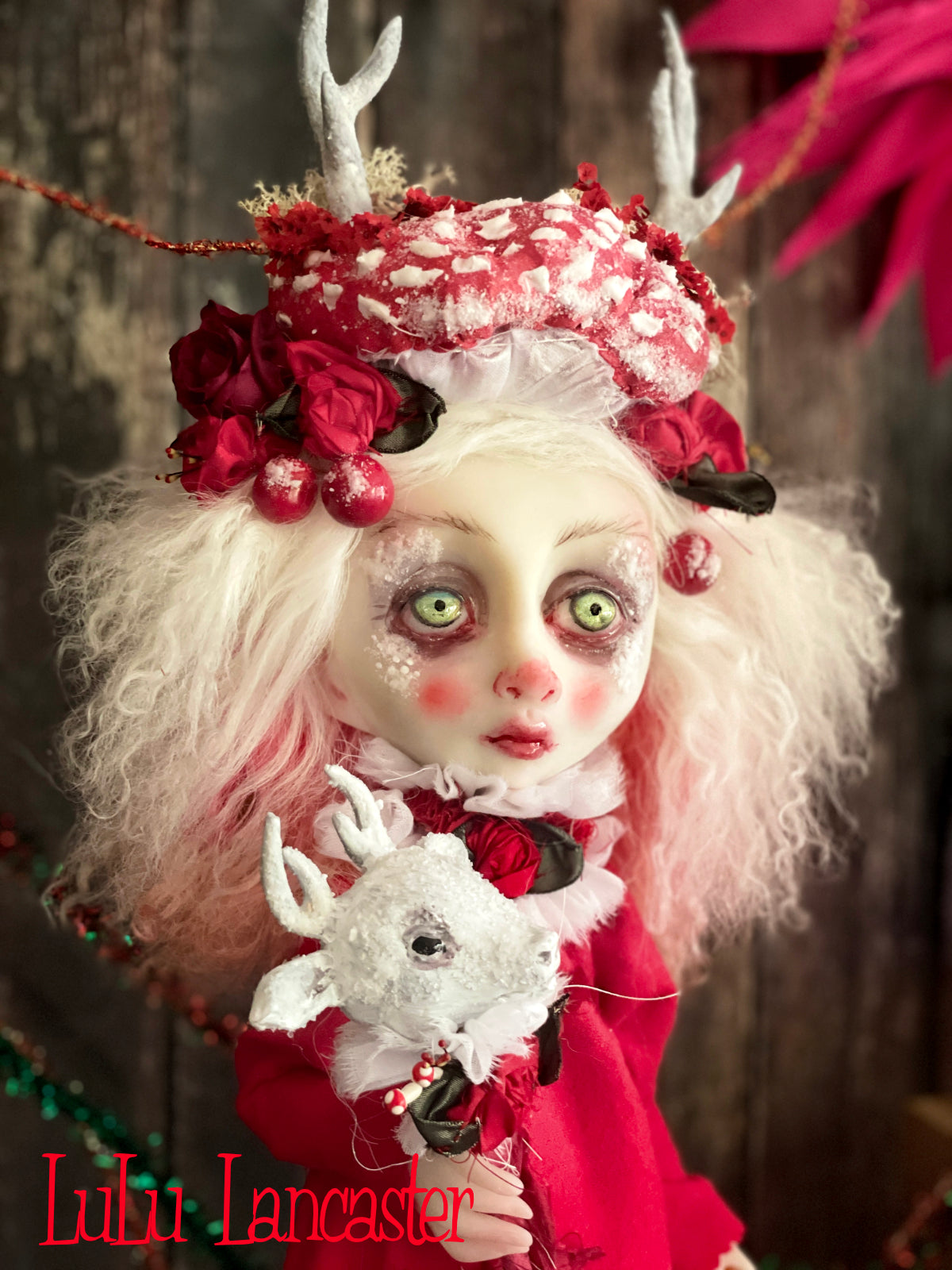 Eira the amanita Deer Christmas winter Original LuLu Lancaster Art Doll