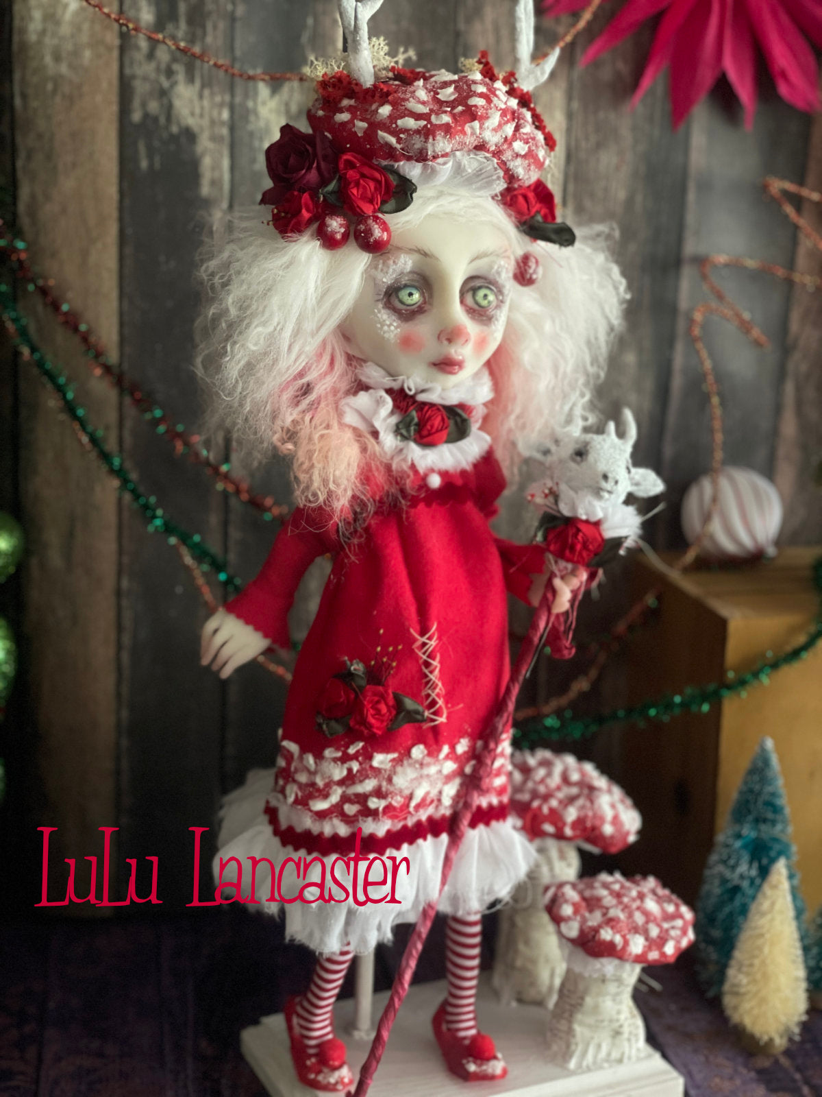 Eira the amanita Deer Christmas winter Original LuLu Lancaster Art Doll