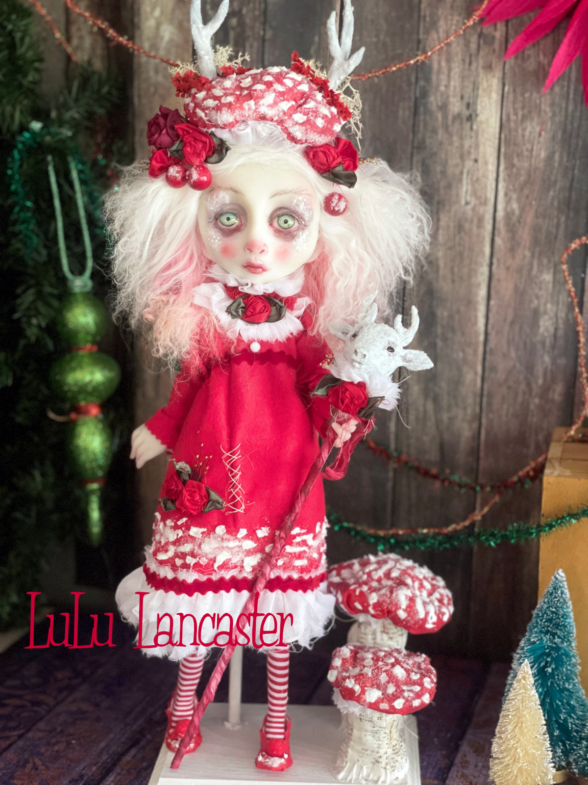 Eira the amanita Deer Christmas winter Original LuLu Lancaster Art Doll