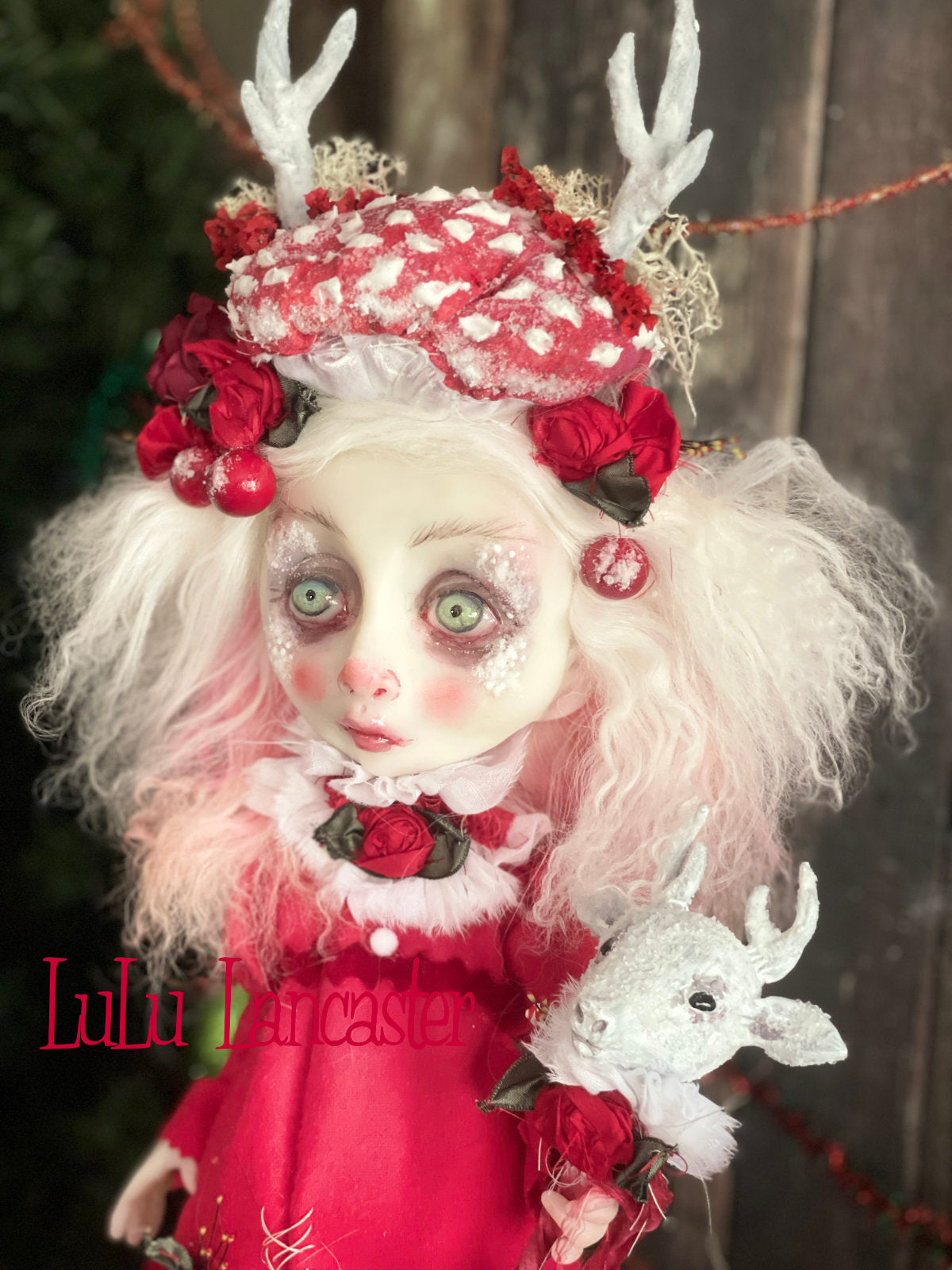 Eira the amanita Deer Christmas winter Original LuLu Lancaster Art Doll
