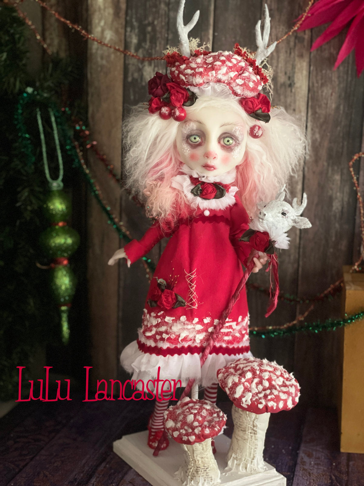 Eira the amanita Deer Christmas winter Original LuLu Lancaster Art Doll