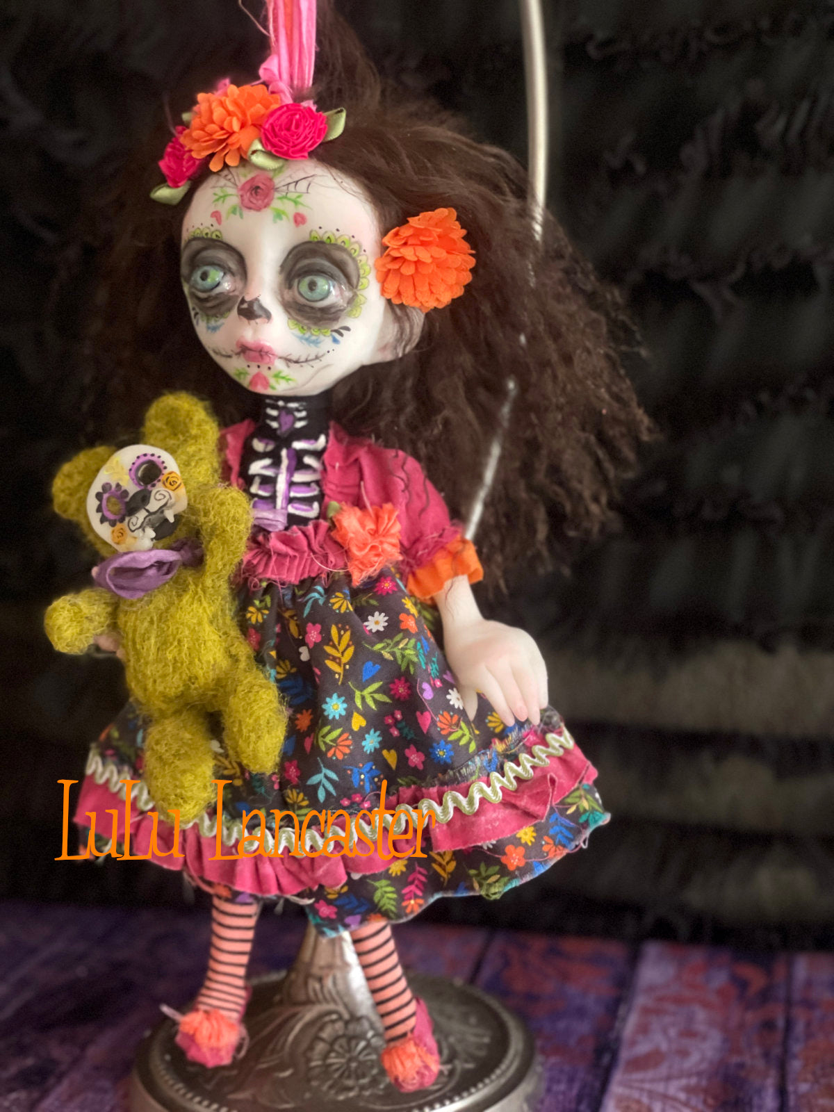 Eliana hanging Day of the dead Original LuLu Lancaster Halloween Art Doll
