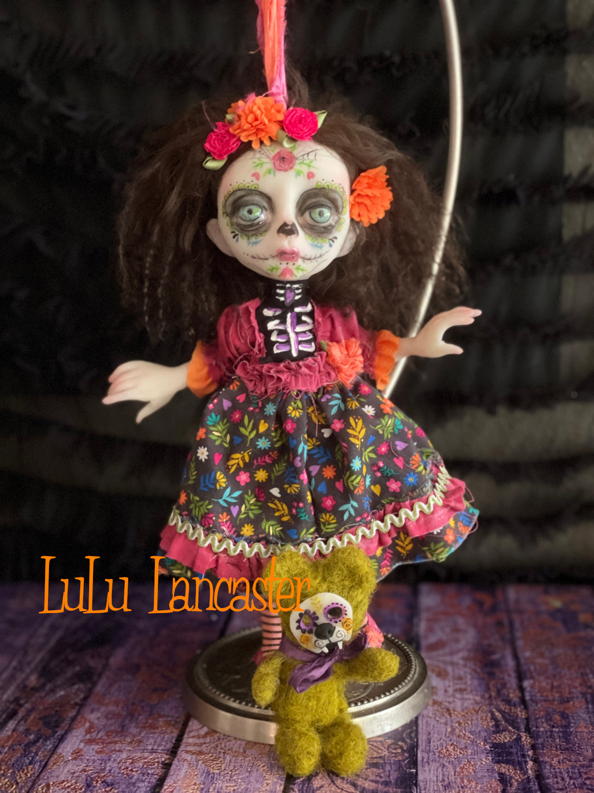 Eliana hanging Day of the dead Original LuLu Lancaster Halloween Art Doll