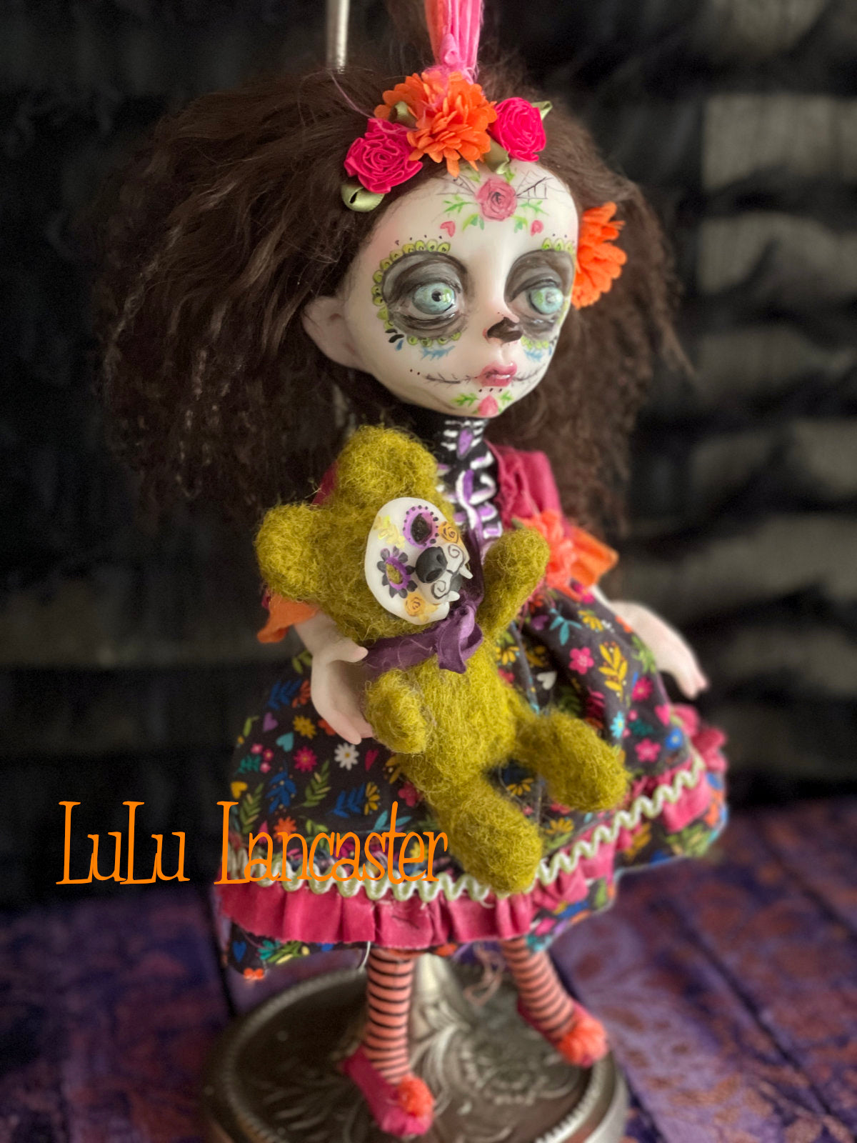Eliana hanging Day of the dead Original LuLu Lancaster Halloween Art Doll