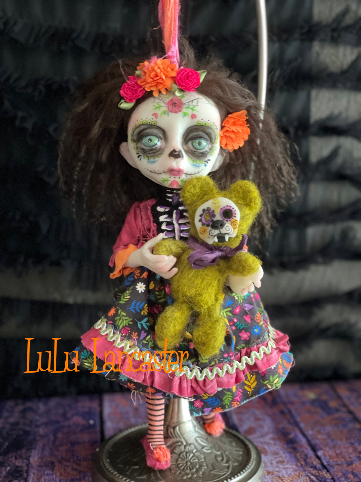 Eliana hanging Day of the dead Original LuLu Lancaster Halloween Art Doll