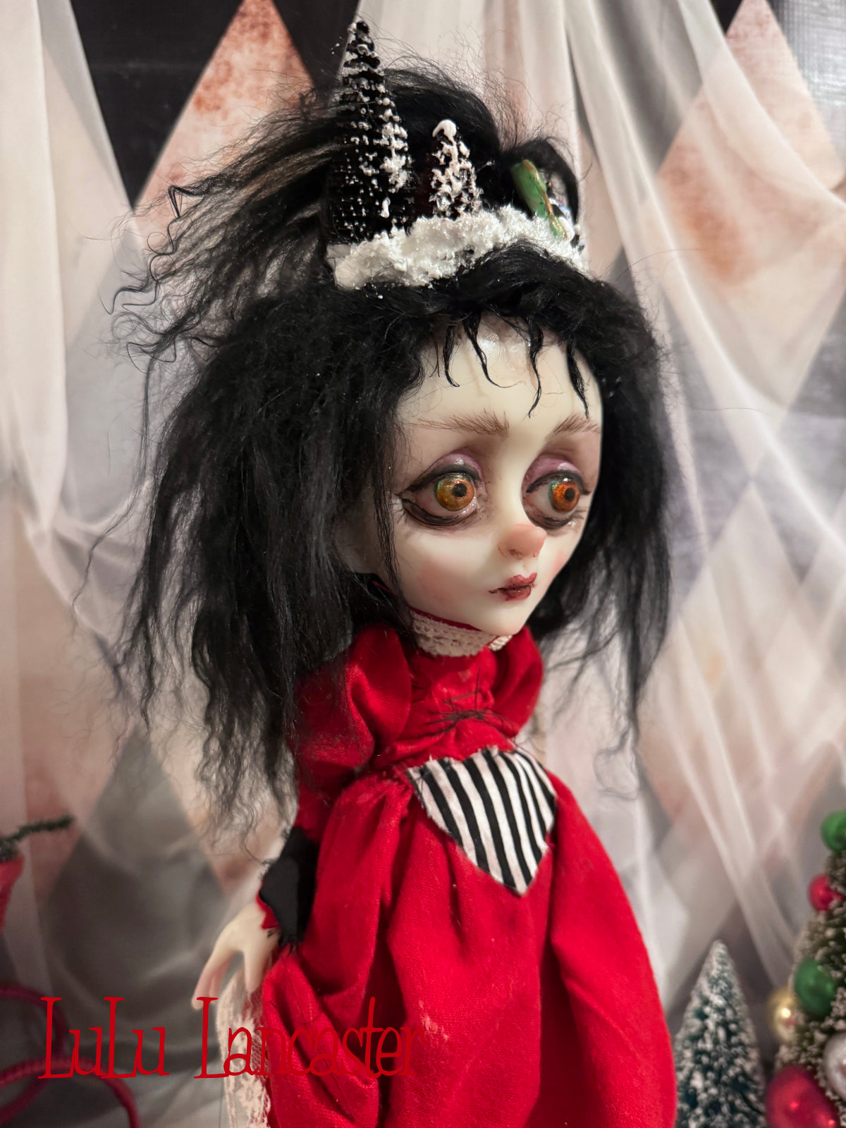 Merry Gothmas Lydia and tiny Beetlejuice Original LuLu Lancaster Art Doll