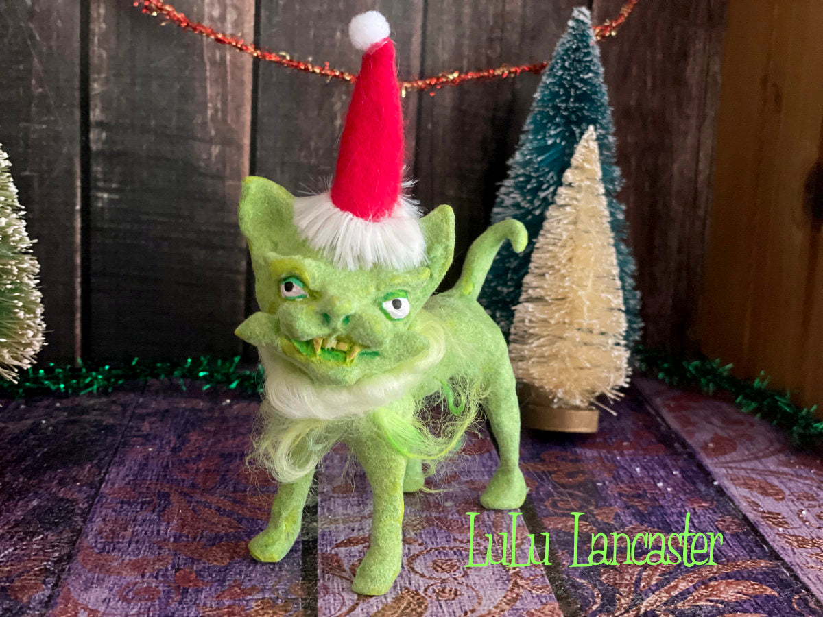 GrinchyKitten 1 Christmas winter Original LuLu Lancaster Art Doll