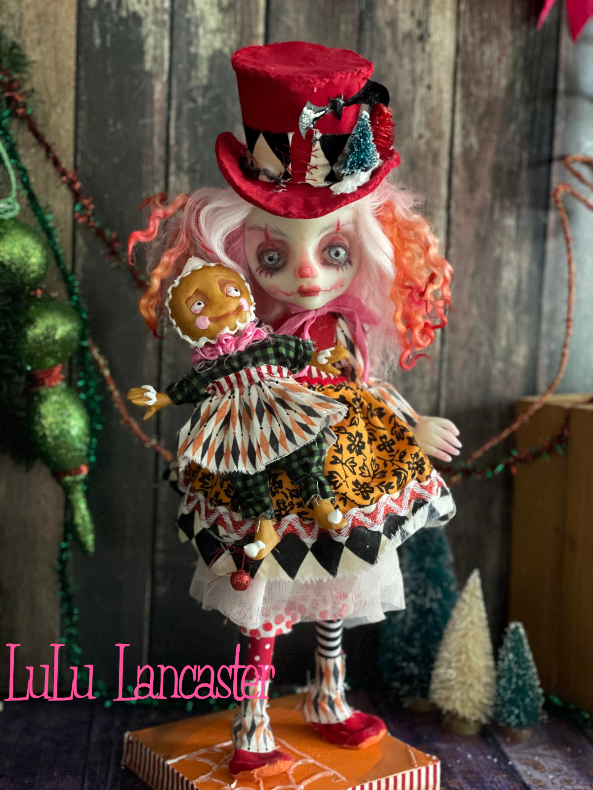 PinkTink Creepmas clown Christmas winter Original LuLu Lancaster Art Doll