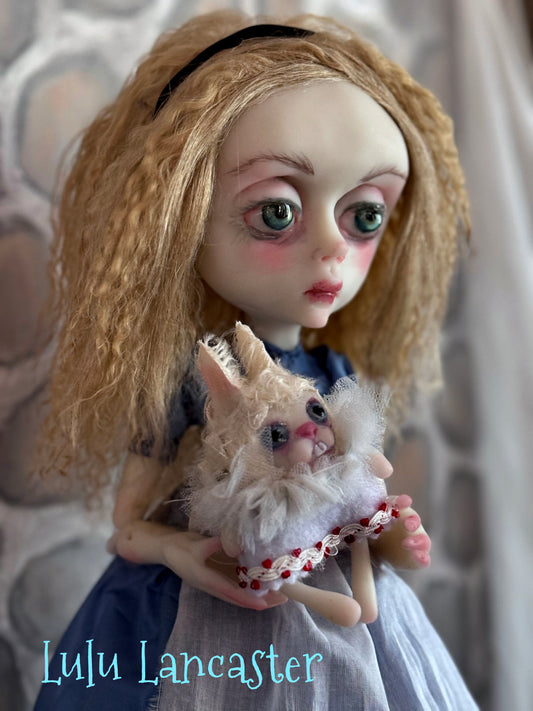 Alice Cheshire and White Rabbit Wonderland Original LuLu Lancaster Art Doll