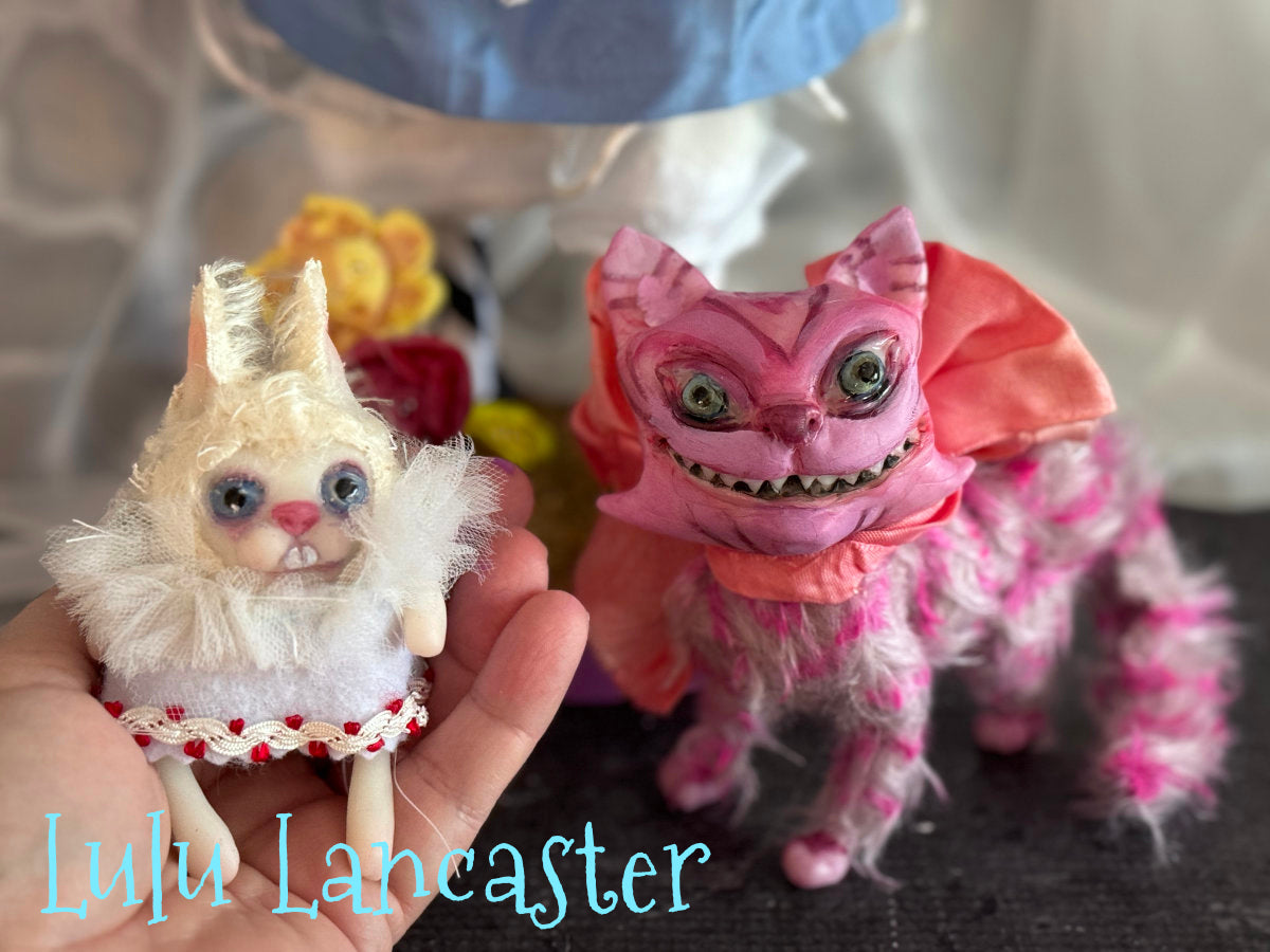Alice Cheshire and White Rabbit Wonderland Original LuLu Lancaster Art Doll