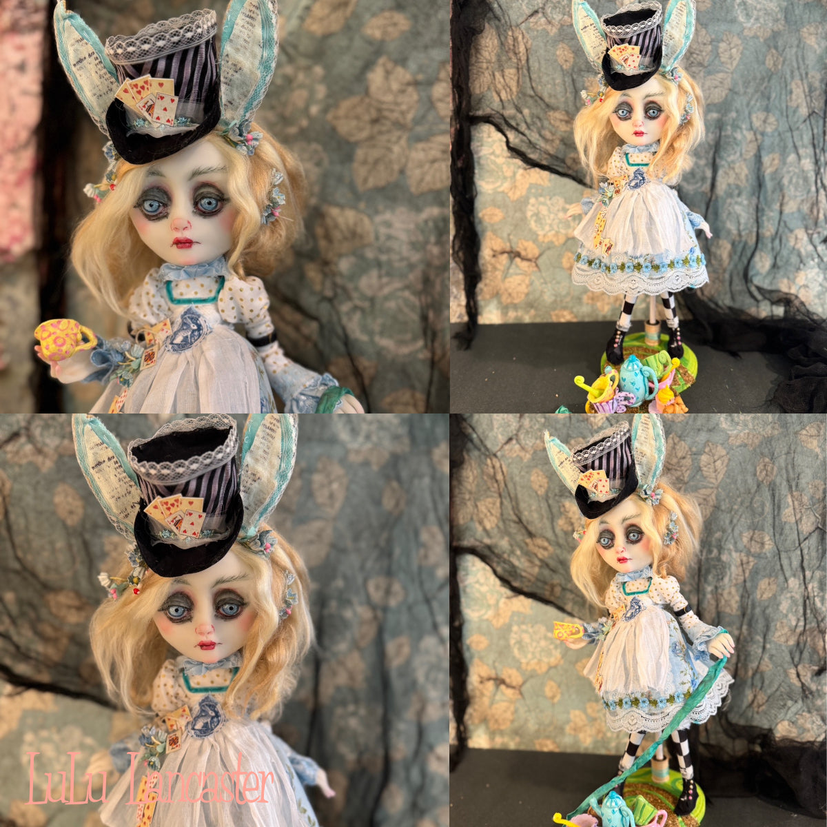 Alice White Rabbit tea party  Mashup Wonderland ~ original Lulu Lancaster Art Doll