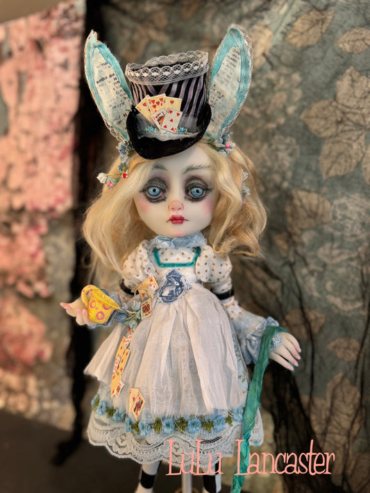 Alice White Rabbit tea party  Mashup Wonderland ~ original Lulu Lancaster Art Doll