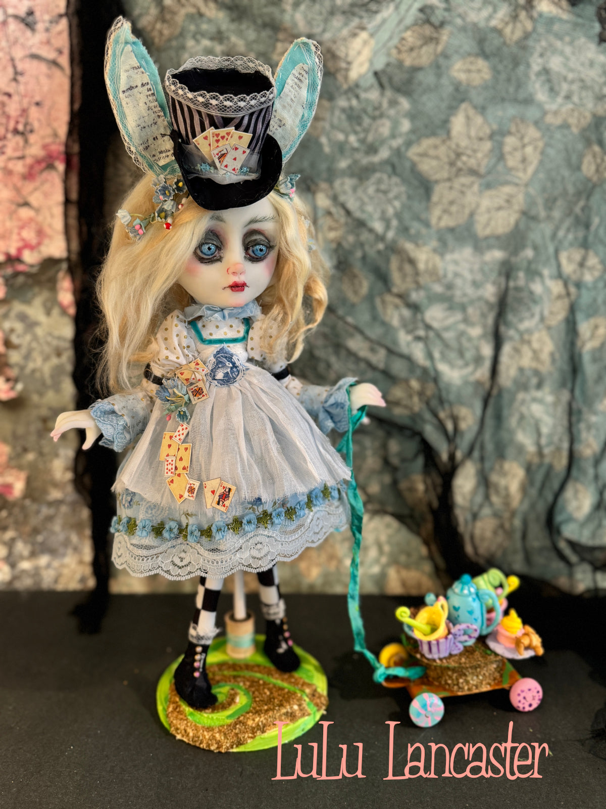 Alice White Rabbit tea party  Mashup Wonderland ~ original Lulu Lancaster Art Doll