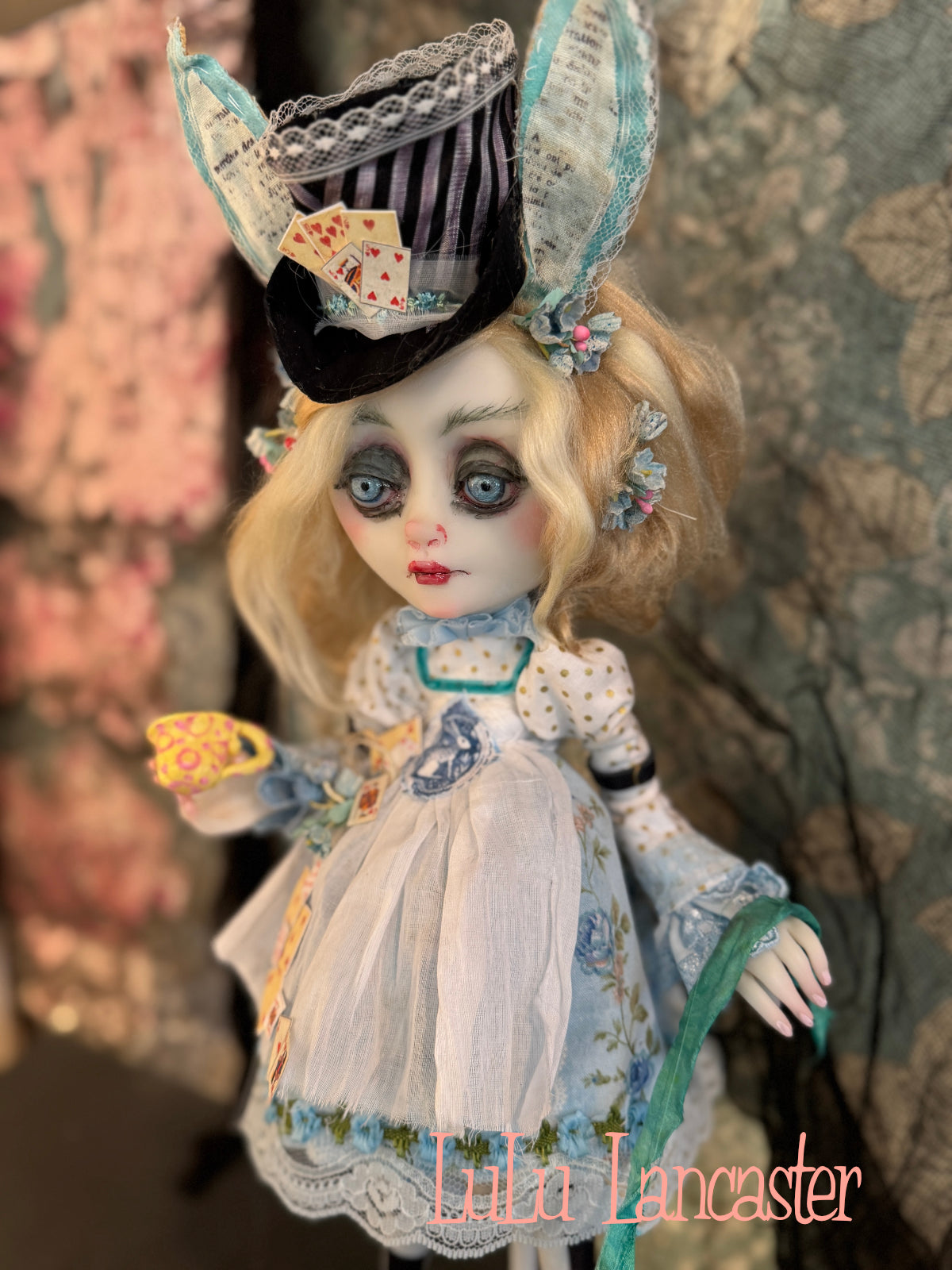 Alice White Rabbit tea party  Mashup Wonderland ~ original Lulu Lancaster Art Doll