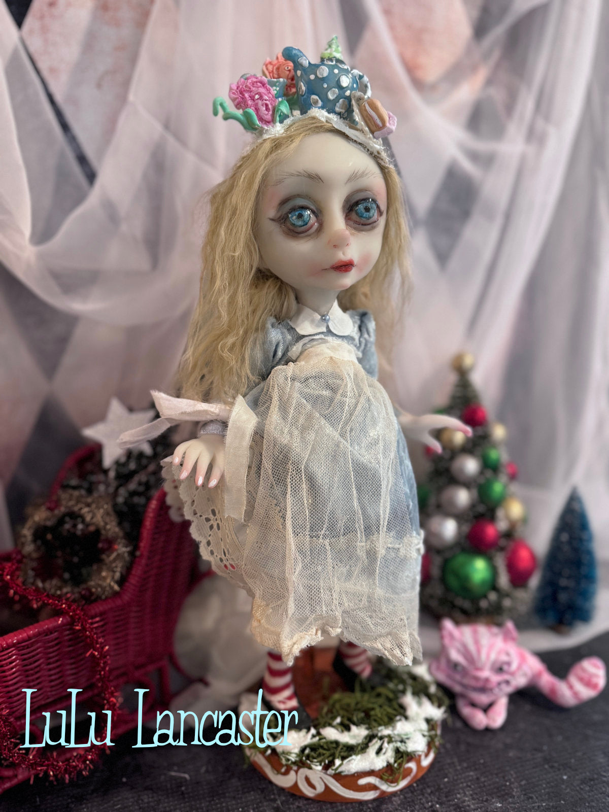 Alice in Winter Wonderland and Cheshire Original LuLu Lancaster Art Doll