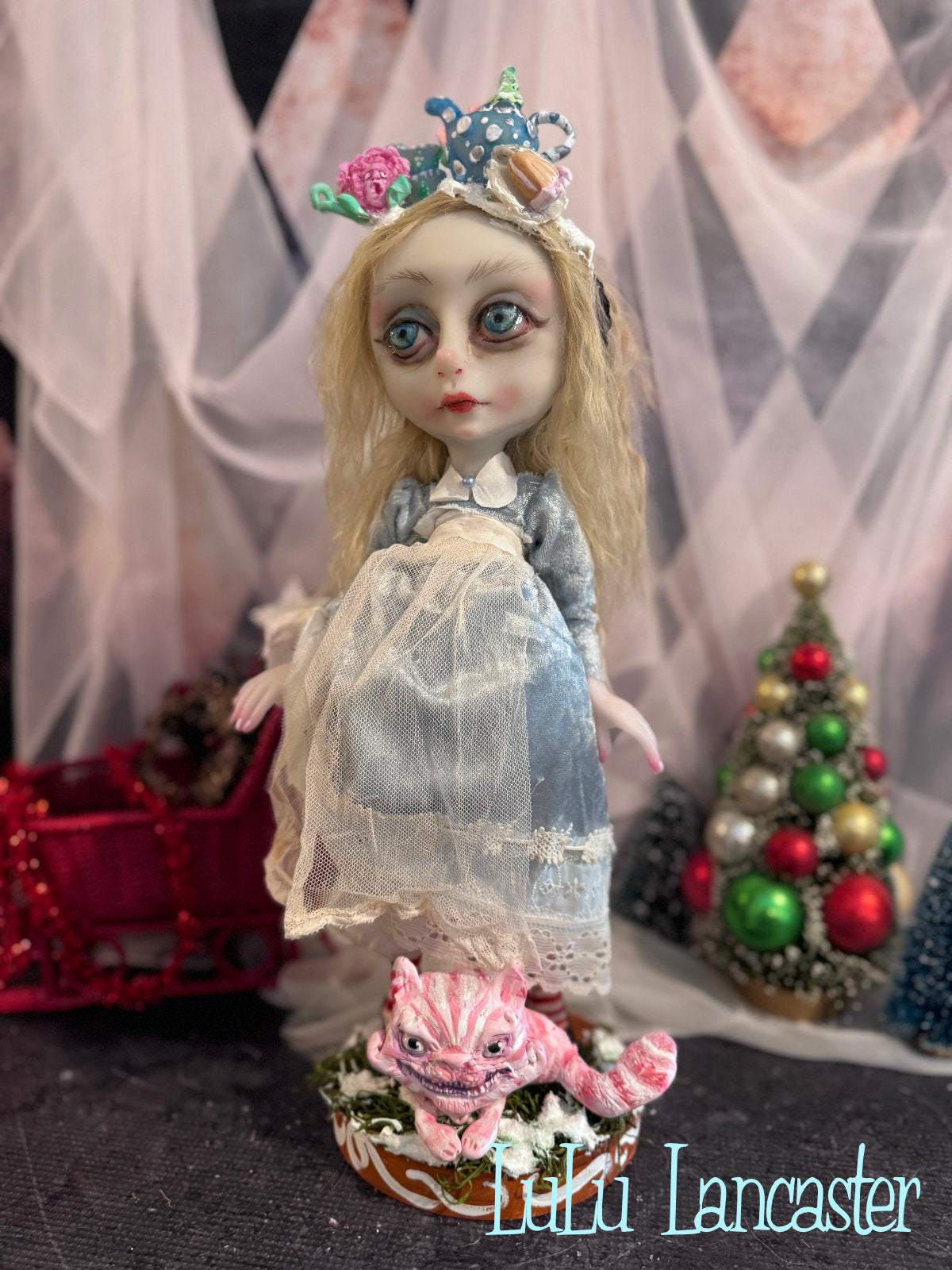 Alice in Winter Wonderland and Cheshire Original LuLu Lancaster Art Doll