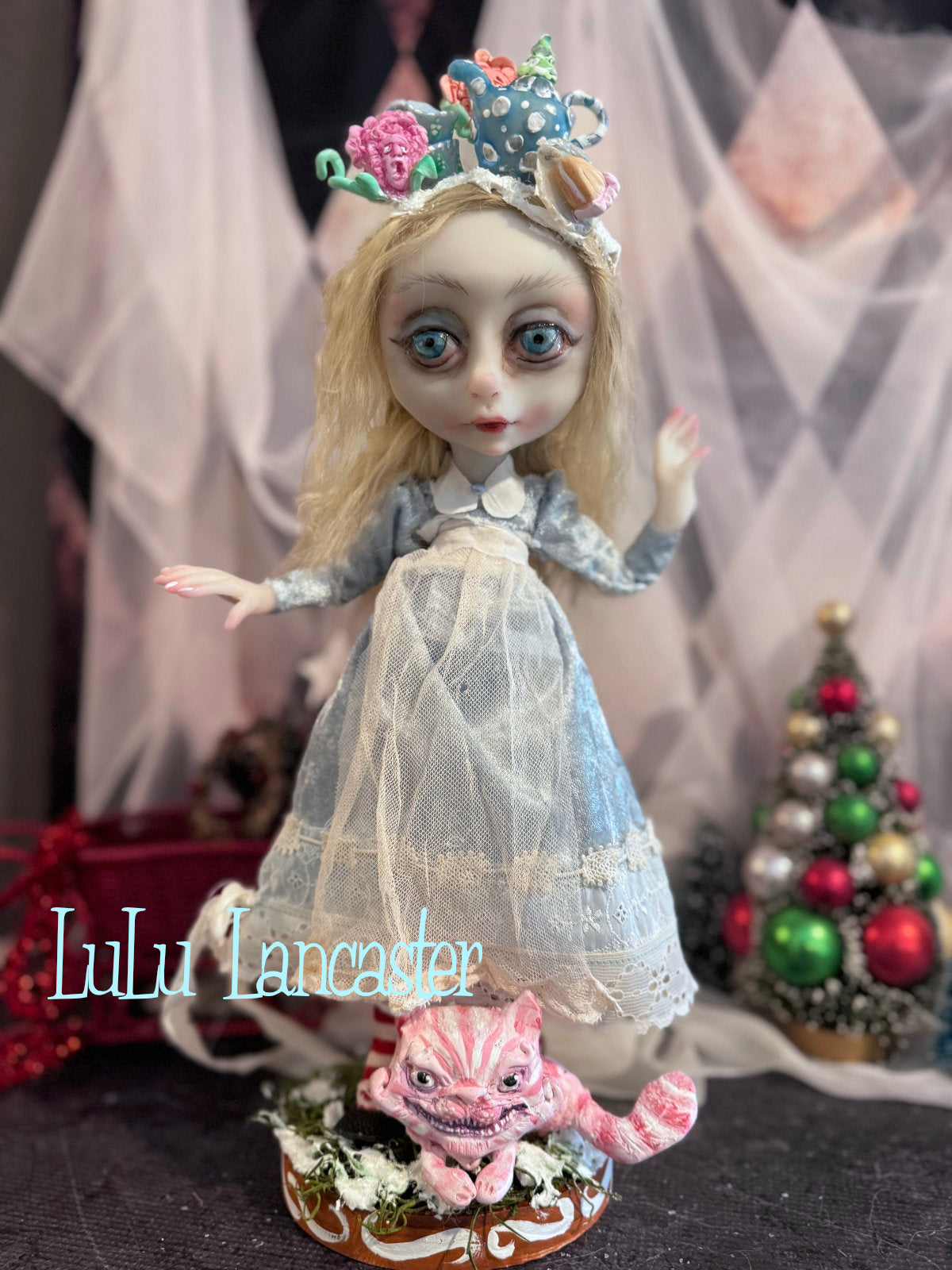 Alice in Winter Wonderland and Cheshire Original LuLu Lancaster Art Doll