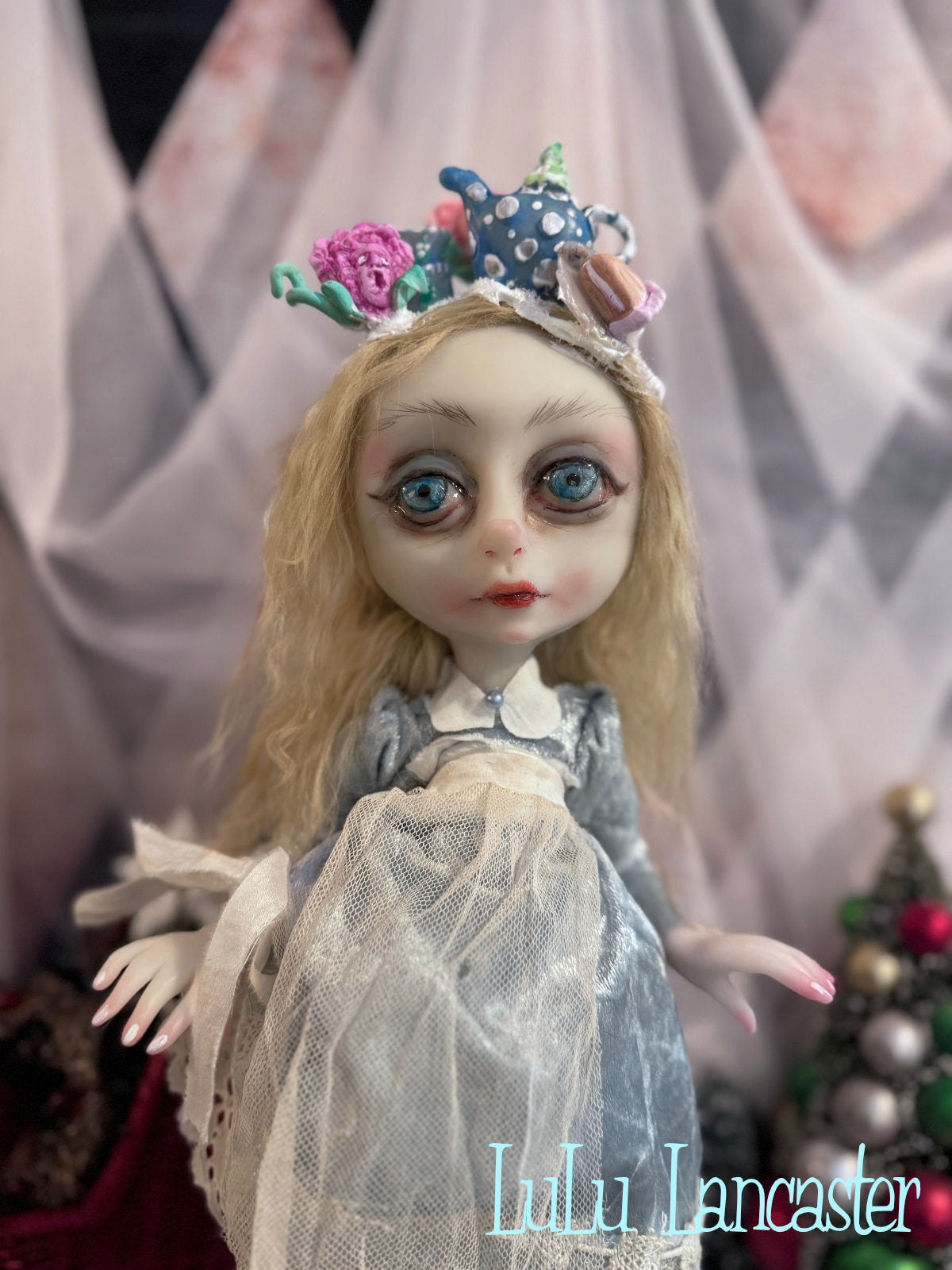 Alice in Winter Wonderland and Cheshire Original LuLu Lancaster Art Doll
