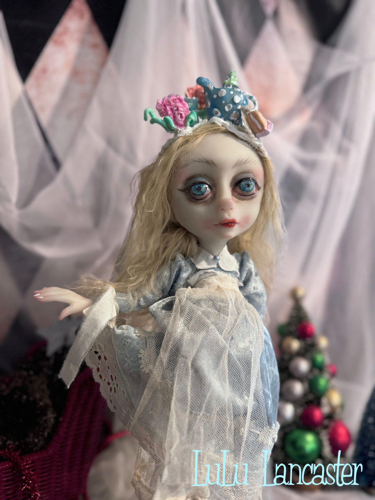 Alice in Winter Wonderland and Cheshire Original LuLu Lancaster Art Doll
