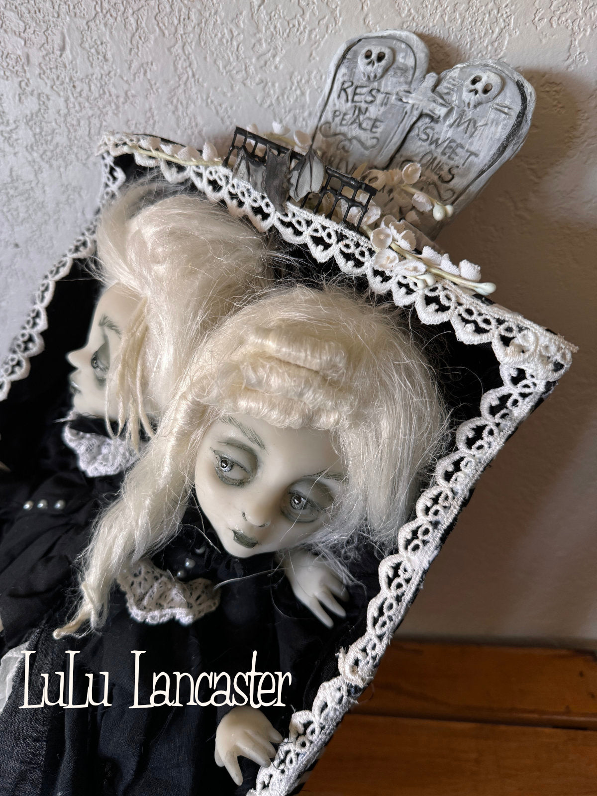 Amaris and Adara Goth Conjoined mini ghostie twins  Original LuLu Lancaster Art Doll