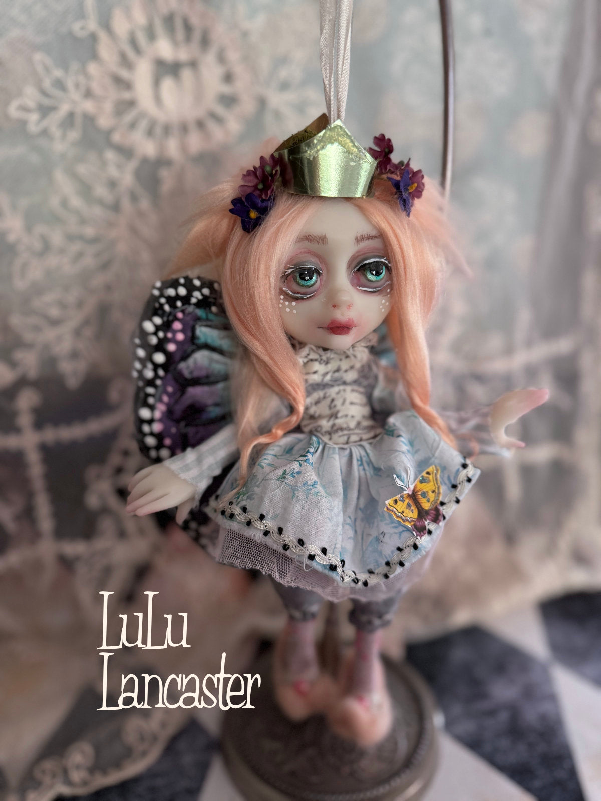 Berry Flutter Mini Hanging Butterfly Original LuLu Lancaster Art Doll