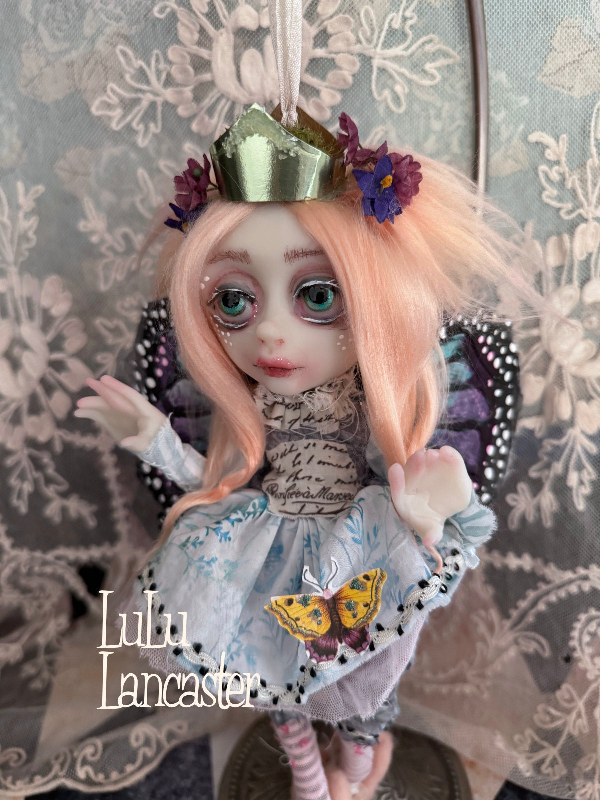 Berry Flutter Mini Hanging Butterfly Original LuLu Lancaster Art Doll