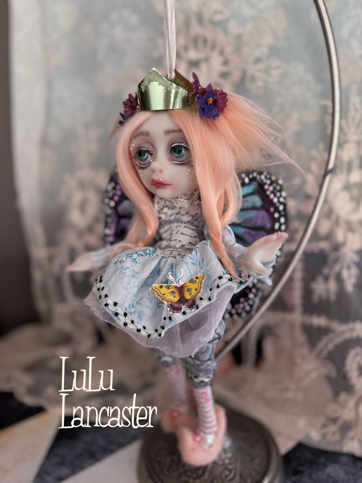 Berry Flutter Mini Hanging Butterfly Original LuLu Lancaster Art Doll