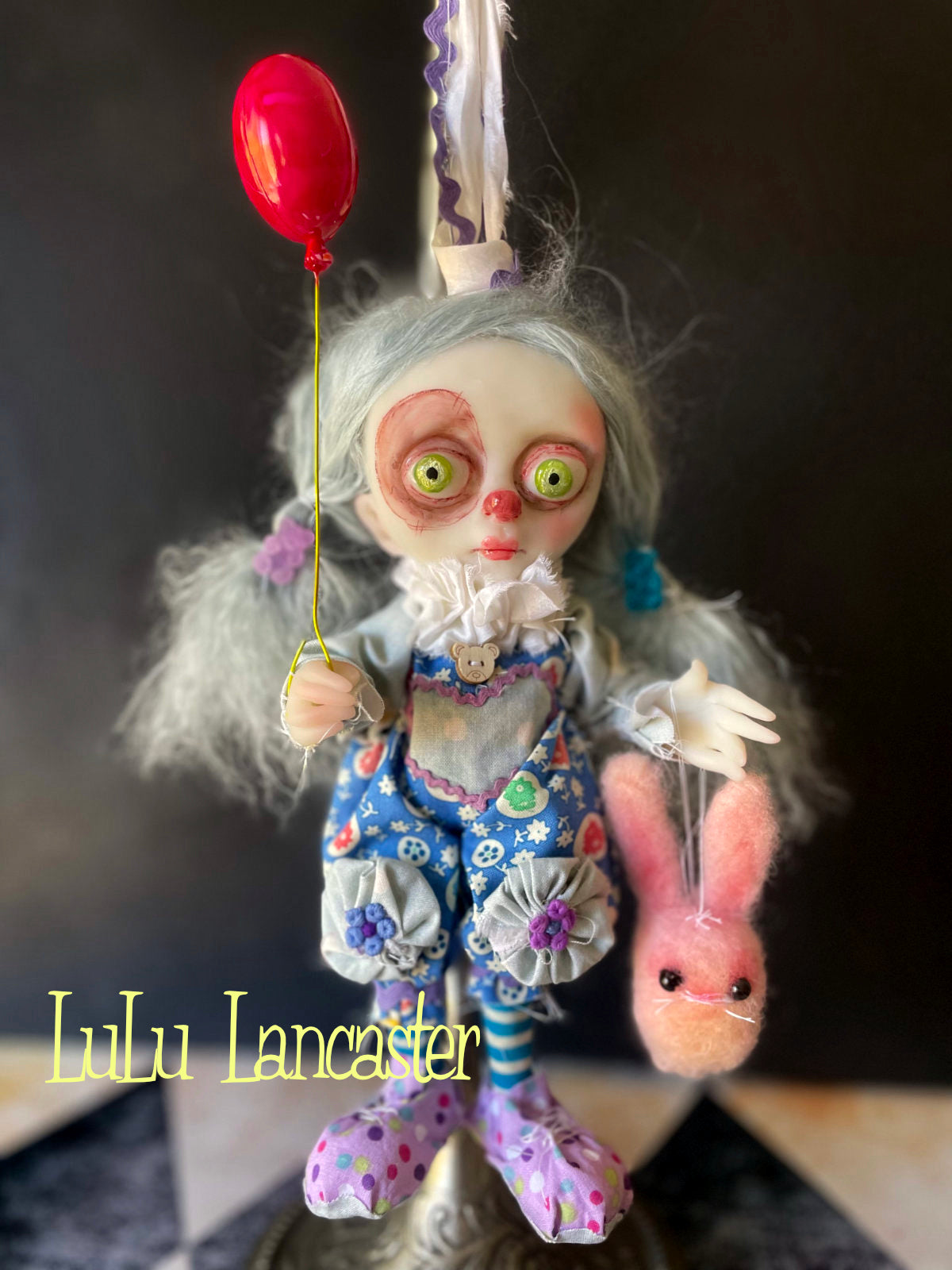 Berry Swirl clown Mini hanging Original LuLu Lancaster Art Doll