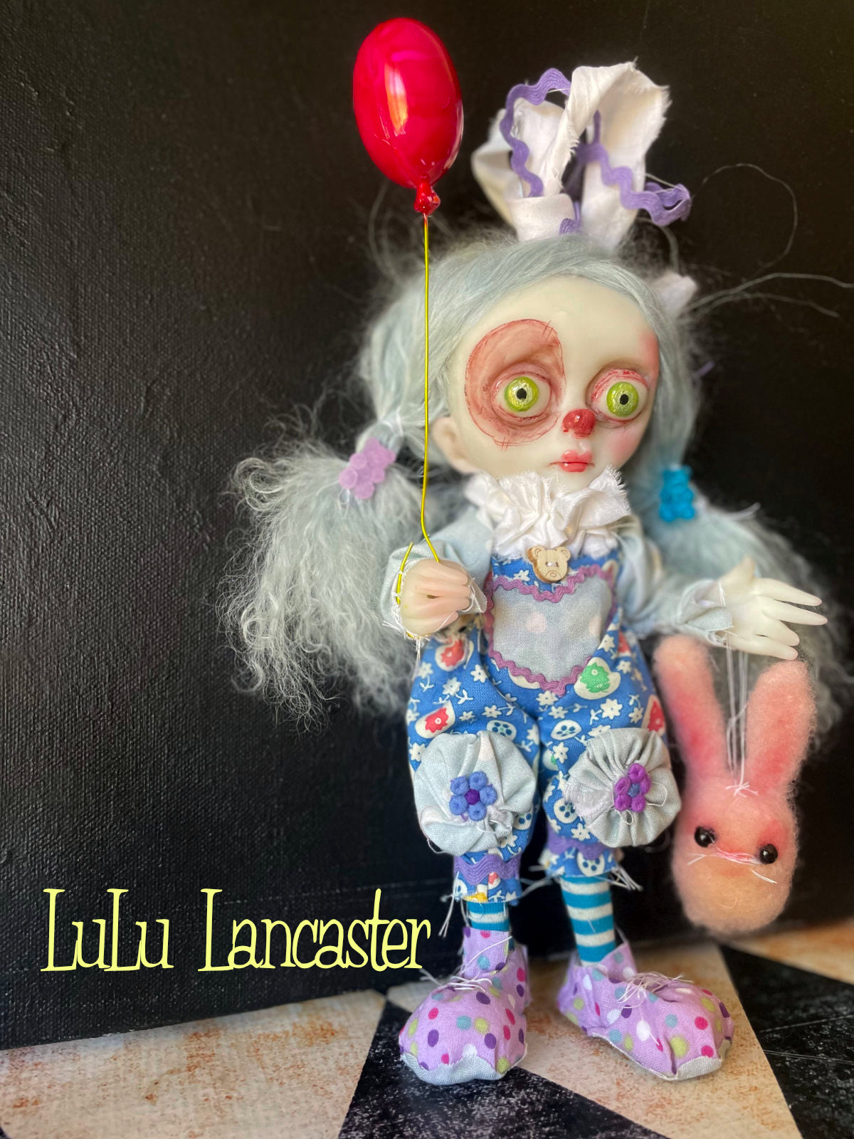 Berry Swirl clown Mini hanging Original LuLu Lancaster Art Doll