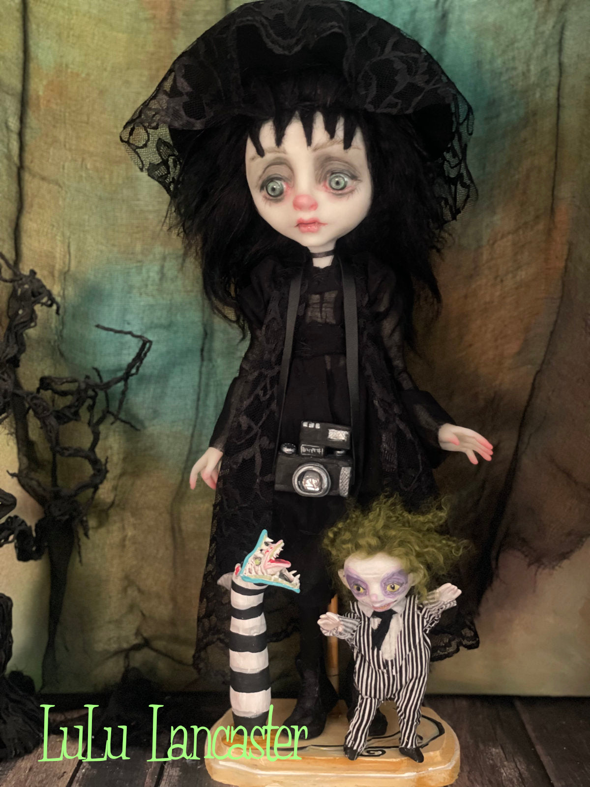 Lydia and Tiny Beetlejuice Original LuLu Lancaster Art Dolls