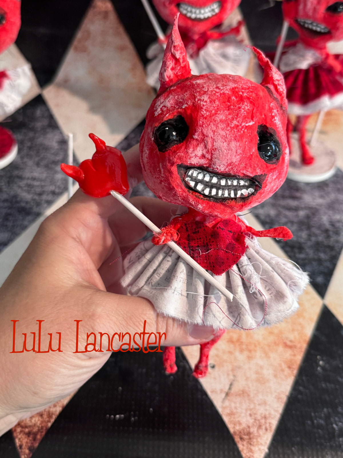 Cotton Headed Burnin Love Spun Cotton Mini Valentines Valloween Original LuLu Lancaster Art Doll