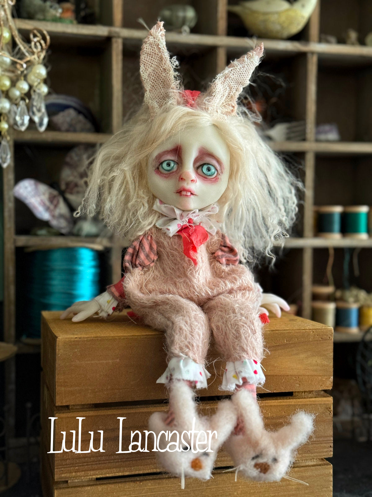 Carnation BunBun hanging Original LuLu Lancaster Art Doll