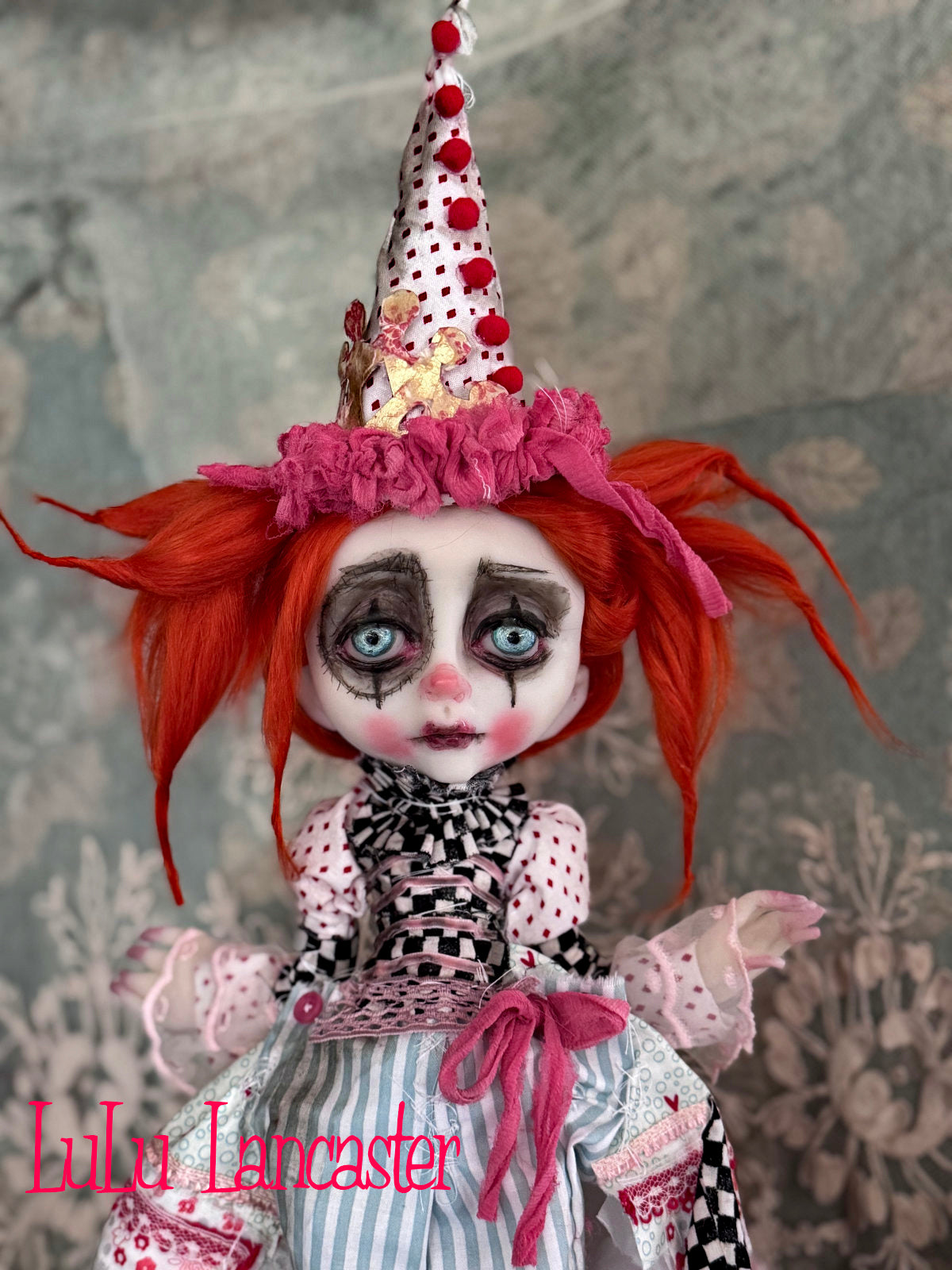 Cleo Circus Clown and Chipper the Chimp  Original LuLu Lancaster Art Doll