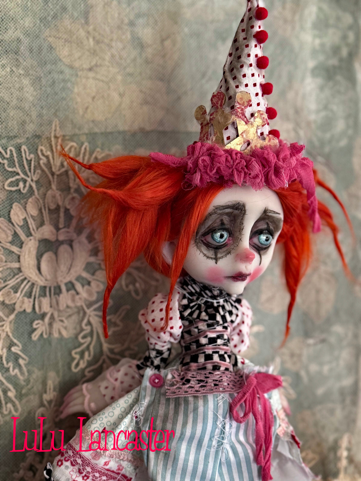Cleo Circus Clown and Chipper the Chimp  Original LuLu Lancaster Art Doll