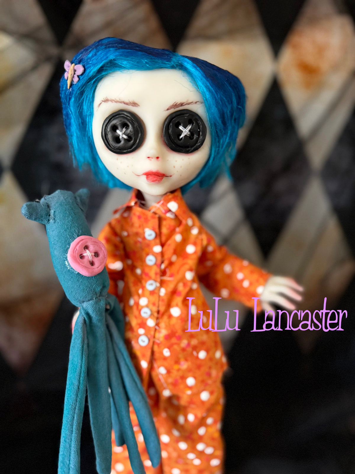 Coraline Button Eye Jones in Pajamas  ~Original LuLu Lancaster Art Doll