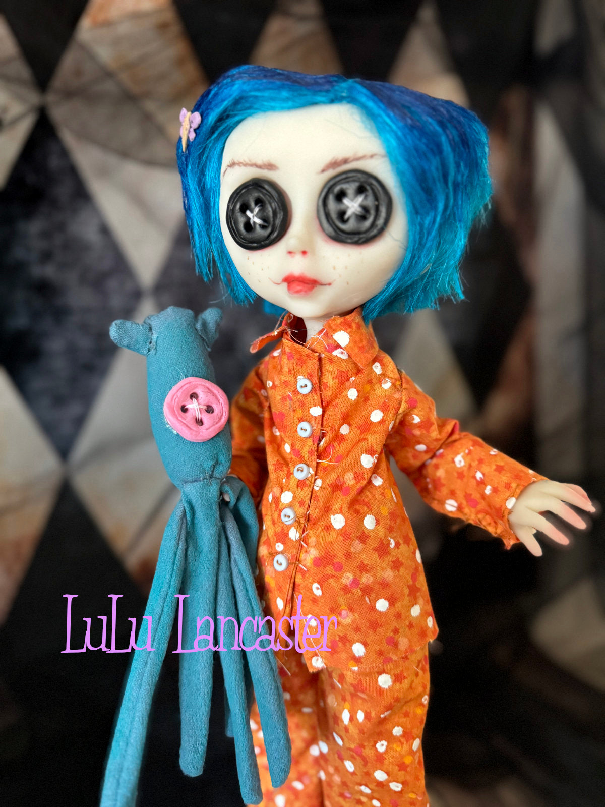 Coraline Button Eye Jones in Pajamas  ~Original LuLu Lancaster Art Doll
