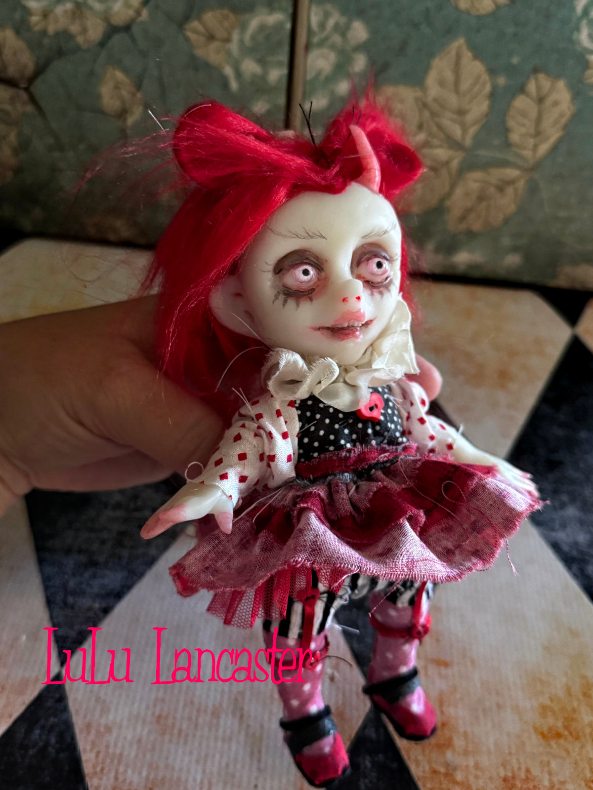 Devi Devil Mini hanging Valentines Valloween Original LuLu Lancaster Art Doll
