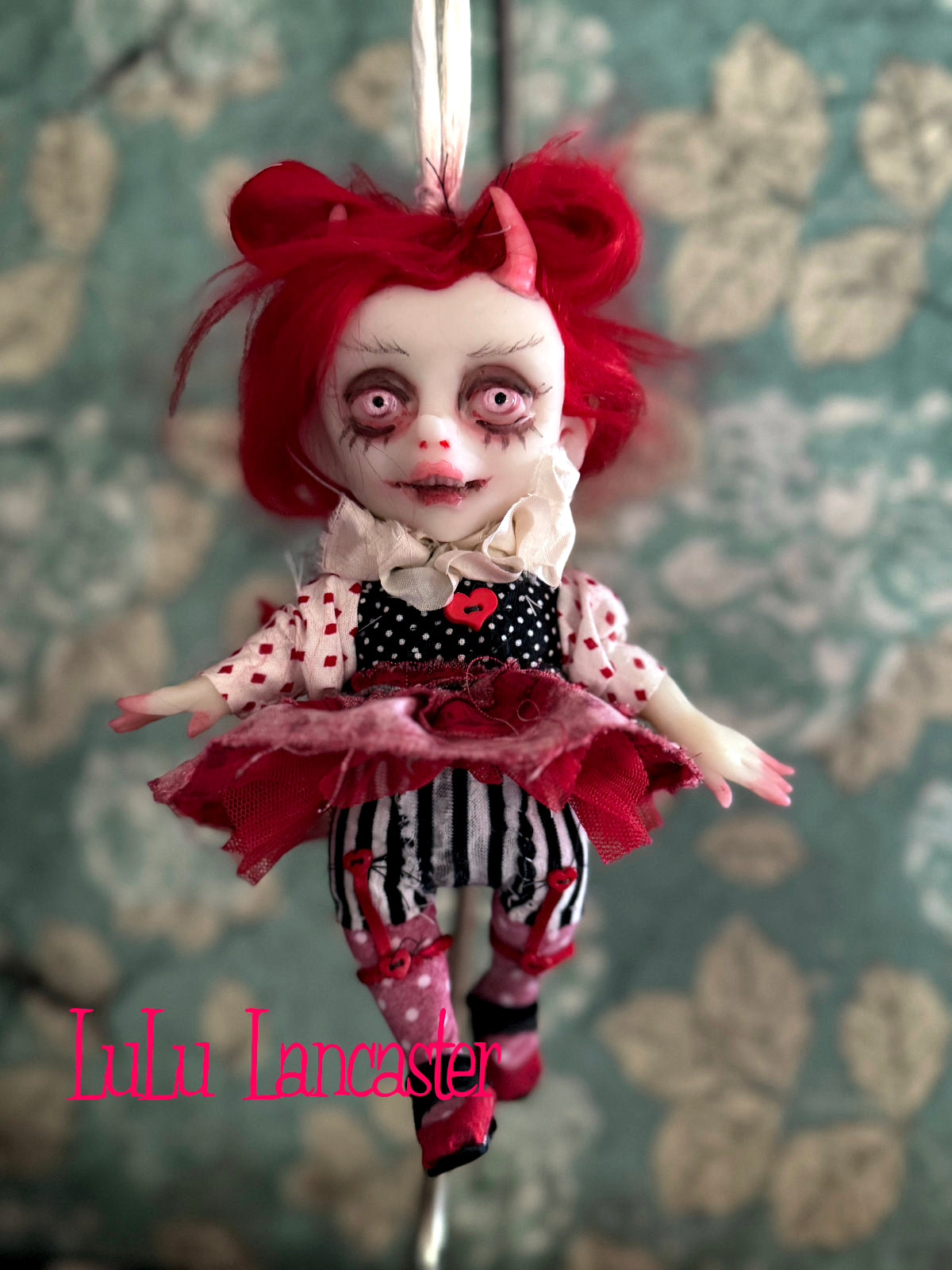 Devi Devil Mini hanging Valentines Valloween Original LuLu Lancaster Art Doll