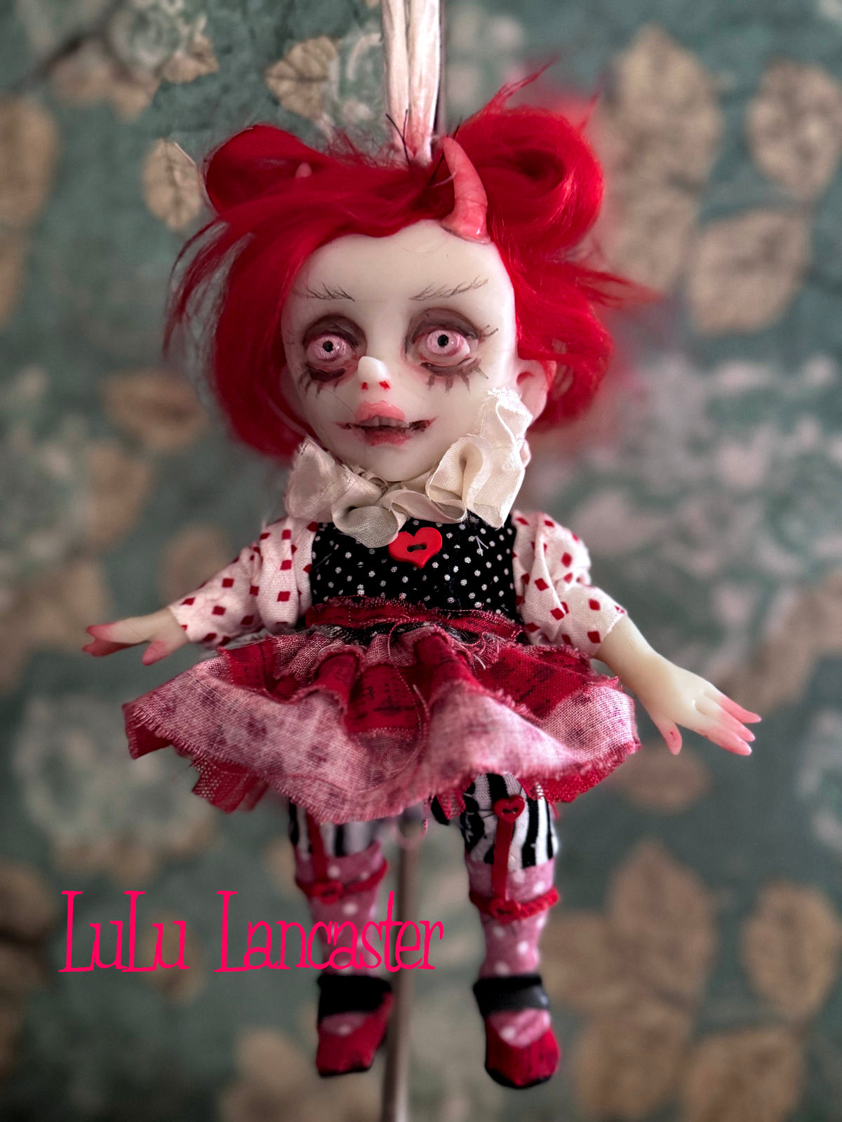 Devi Devil Mini hanging Valentines Valloween Original LuLu Lancaster Art Doll