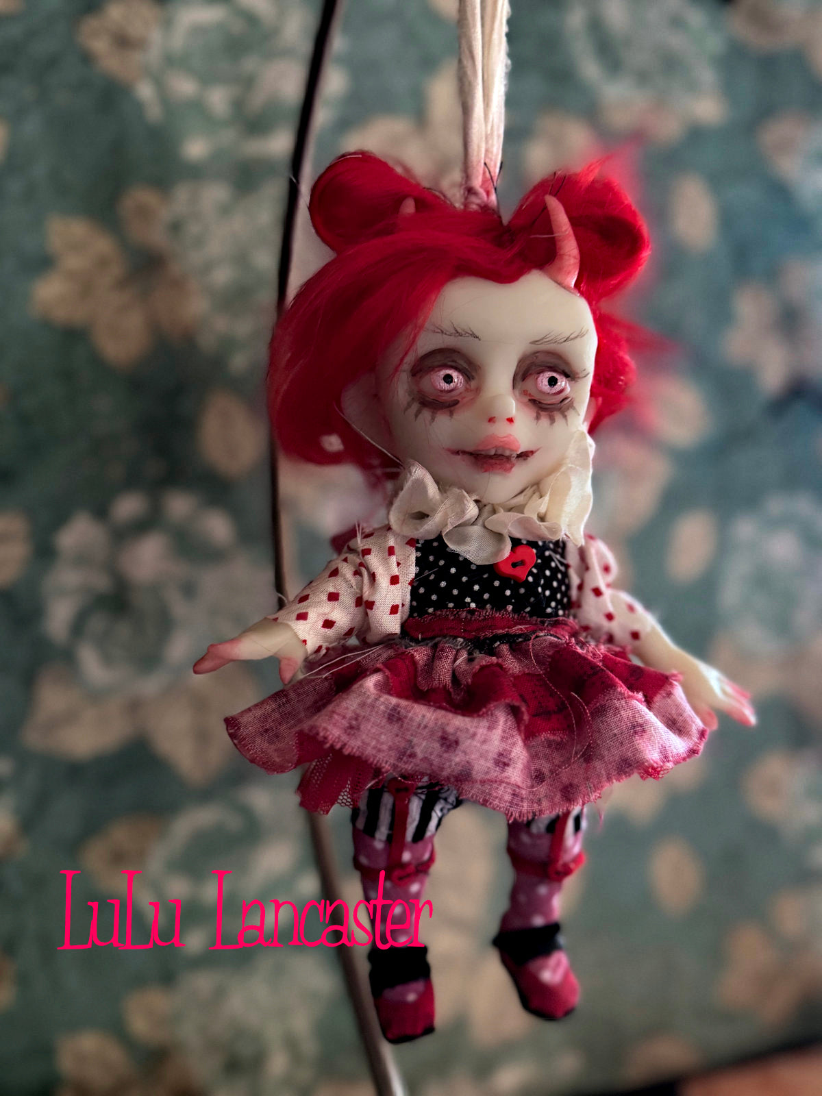 Devi Devil Mini hanging Valentines Valloween Original LuLu Lancaster Art Doll