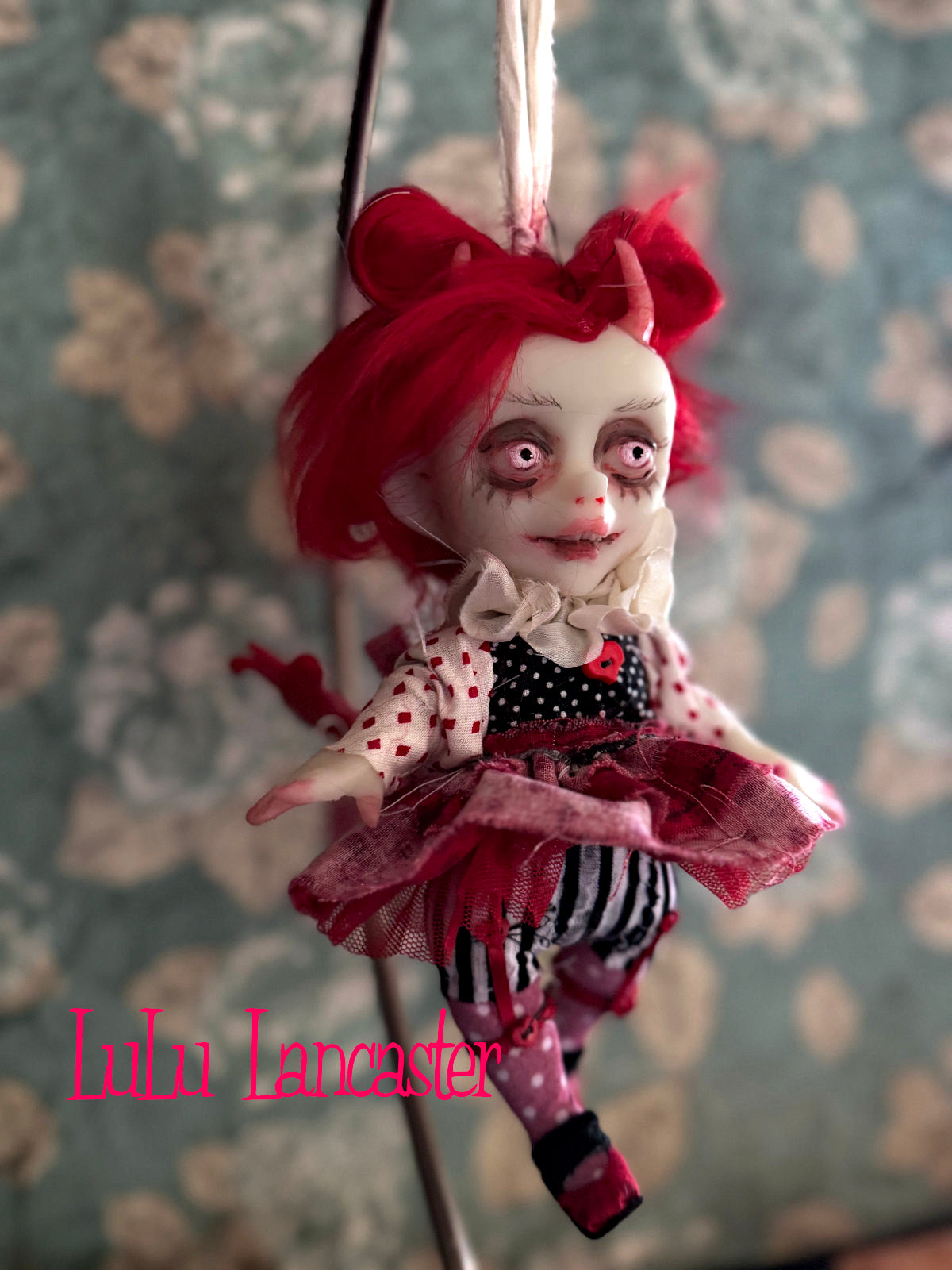 Devi Devil Mini hanging Valentines Valloween Original LuLu Lancaster Art Doll