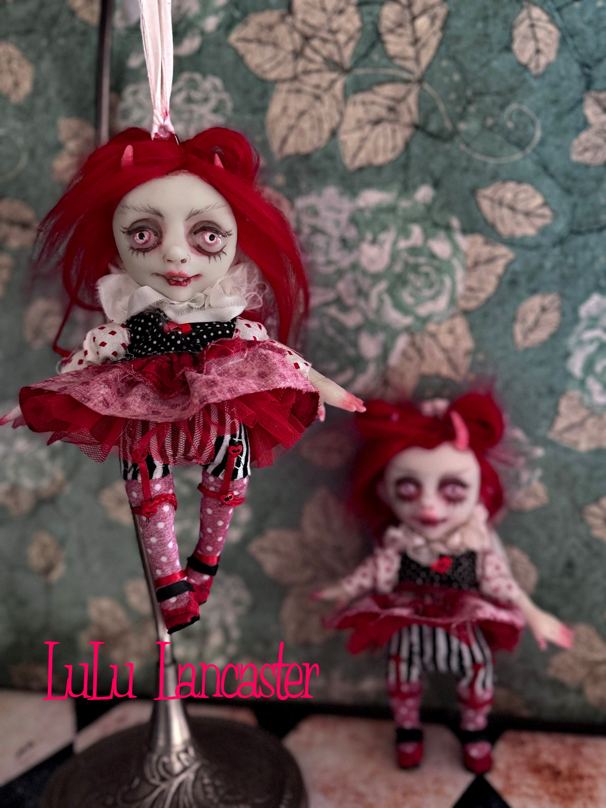 Devi Devil Mini hanging Valentines Valloween Original LuLu Lancaster Art Doll
